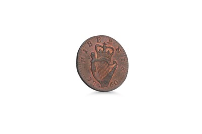 Lot 473 - A 1760 GII COPPER FARTHING IRISH HIBERNIA COIN....