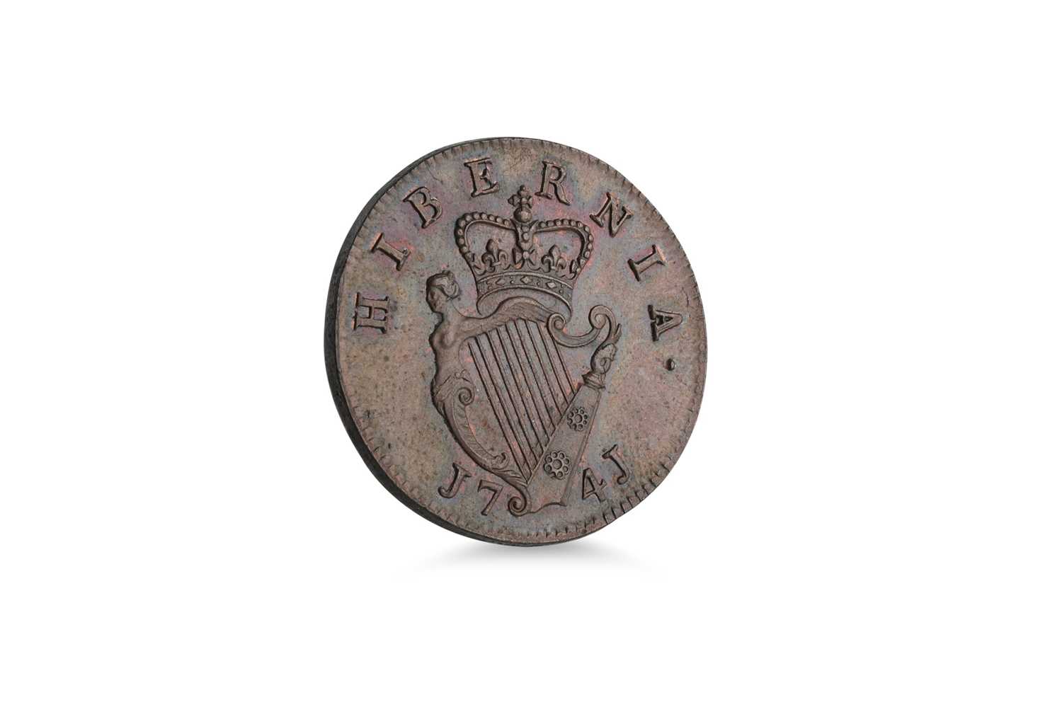 Lot 476 - A 1741 GII COPPER HALFPENNY IRISH HIBERNIA...