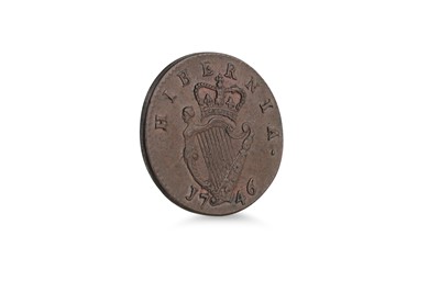 Lot 477 - A 1746 GII COPPER HALFPENNY IRISH HIBERNIA...