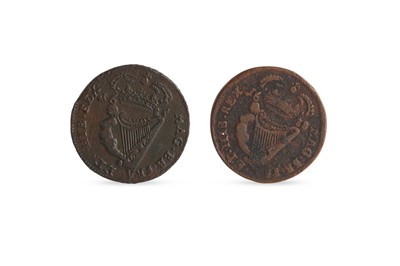 Lot 438 - A 1685 & 1688 JII COPPER HALFPENNY IRISH...