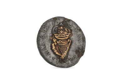 Lot 445 - 1690 JAMES II IRISH EMERGENCY MONEY HALFPENNY,...