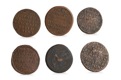 Lot 459 - 1730s 6 X BELFAST IRISH TWO PENNY TOKENS, incl....