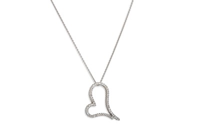 Lot 359 - A DIAMOND SET HEART SHAPED PENDANT, mounted in...