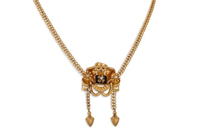 Lot 19 - A 1940s 19CT GOLD NECK PIECE, the scrolled...