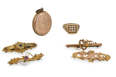 Lot 372 - THREE X 9CT GOLD BAR BROOCHES, together with...