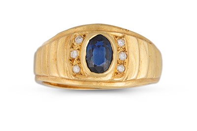 Lot 67 - A SAPPHIRE AND DIAMOND RING, mounted in gold,...