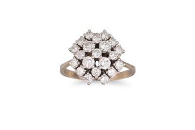 Lot 118 - A DIAMOND CLUSTER RING, of shaped form, set...