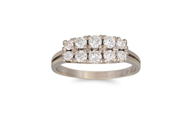 Lot 297 - A TWO ROWED DIAMOND RING, set with brilliant...