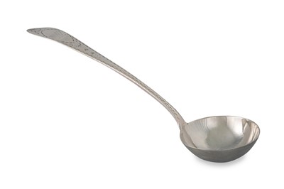 Lot 558 - A GEORGE III IRISH PROVINCIAL SILVER LADLE, By...