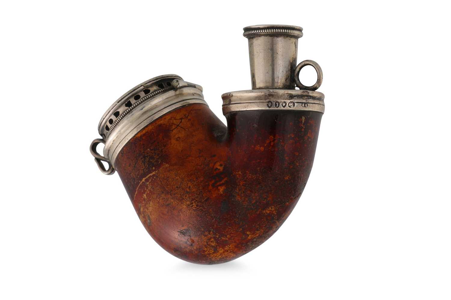 Lot 564 - A VICTORIAN SILVER MOUNTED CERAMIC PIPE,...