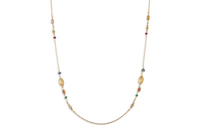 Lot 331 - A GOLD NECKLACE, set with emerald, sapphire,...