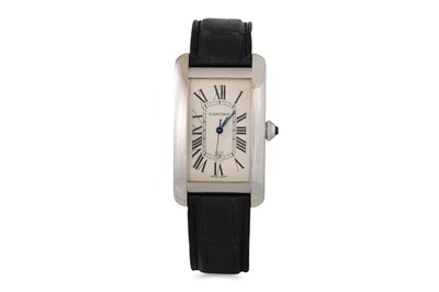 Lot 444 - AN 18CT WHITE GOLD CARTIER TANK AMERICAINE...