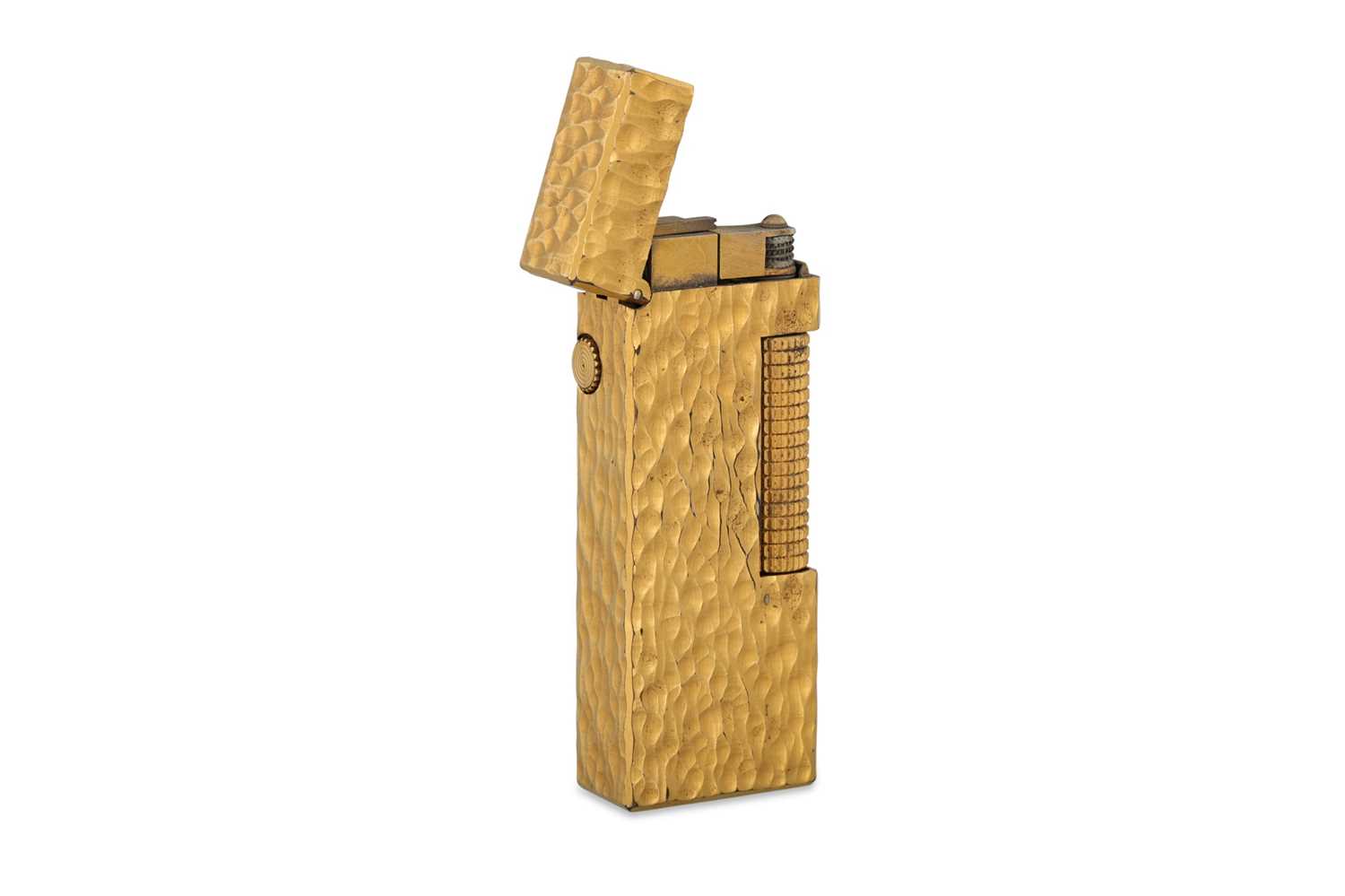 Lot 41 - A DUNHILL LIGHTER, bark finish, box and papers
