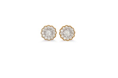 Lot 43 - A PAIR OF DIAMOND CLUSTER EARRINGS, set with...