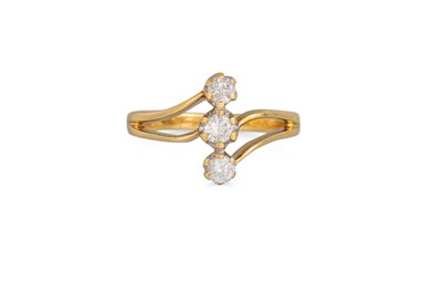 Lot 95 - A DIAMOND THREE STONE RING, mounted in 9ct...