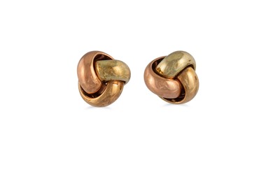 Lot 99 - A PAIR OF GOLD EARRINGS, modelled as knots