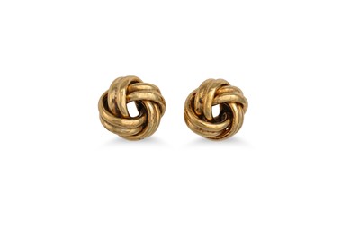 Lot 101 - A PAIR OF GOLD EARRINGS, modelled as knots