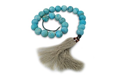 Lot 496 - A STRING OF TURQUOISE PRAYER BEADS (need to be...