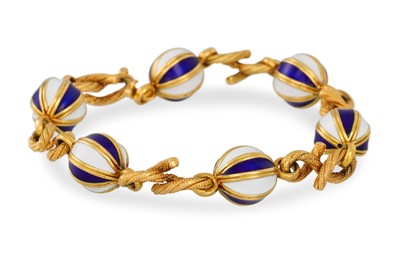 Lot 406 - AN ENAMEL AND GOLD BRACELET, By Gaetan de...