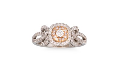 Lot 270 - A PINK DIAMOND CLUSTER RING, to diamond...