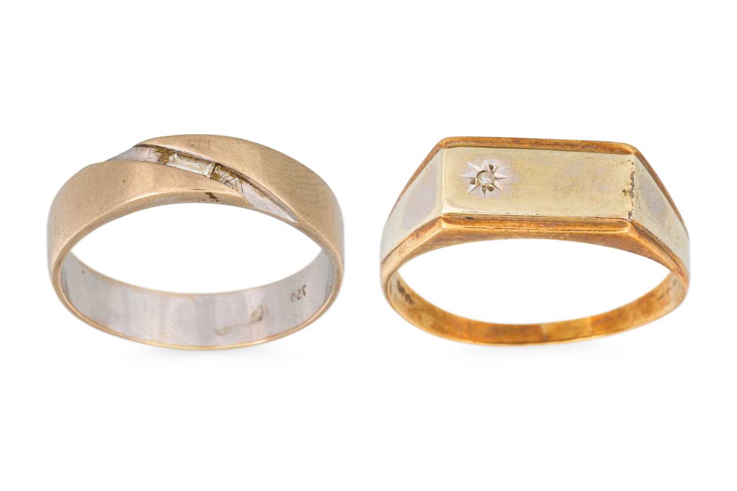 Lot 68 - AN 18CT GOLD RING, together with a 9ct gold...