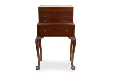 Lot 497 - A MID 20th CENTURY INLAID MAHOGANY CHIPPENDALE...