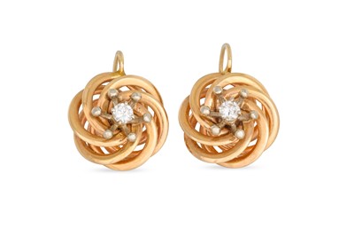 Lot 209 - A PAIR OF VINTAGE DIAMOND SET EARRINGS, the...