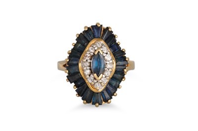 Lot 171 - A SAPPHIRE AND DIAMOND CLUSTER RING, set to...
