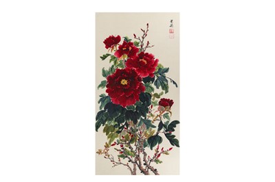 Lot 568 - A PAIR OF 20th CENTURY CHINESE FLORAL STUDIES,...