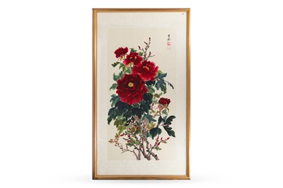 Lot 568 - A PAIR OF 20th CENTURY CHINESE FLORAL STUDIES,...