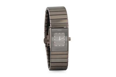 Lot 378 - A RADO CERAMIC WRISTWATCH, black face