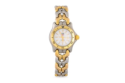 Lot 382 - A LADY'S TAG HEUER BI-METAL WRISTWATCH,...