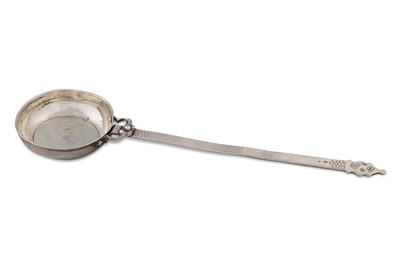 Lot 549 - AN ANTIQUE POSSIBLE PERSIAN SILVER LADLE, c 14"...