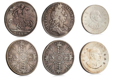 Lot 434 - A COLLECTION OF TWO ENGLISH CROWN SILVER COINS...