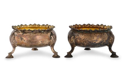 Lot 449 - AN EARLY PAIR OF GEORGE III ROCOCO SALTS,...