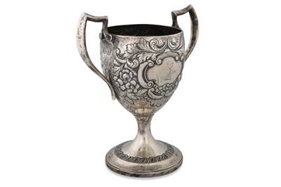 Lot 529 - A GEORGE III SILVER TWIN HANDLED CHALICE,...