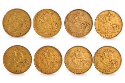 Lot 461 - EIGHT GOLD HALF SOVEREIGNS English coins,...