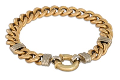 Lot 84 - A 9CT GOLD CURB LINK BRACELET, in white and...