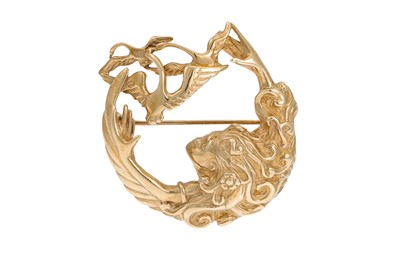 Lot 224 - A 9CT GOLD BROOCH, 12.3 g