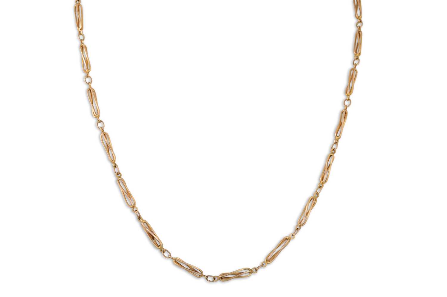 Lot 79 - A 9CT YELLOW GOLD FANCY LINK NECK CHAIN, ca 20"...