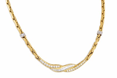 Lot 361 - A DIAMOND SET NECKLACE, set with baguette and...