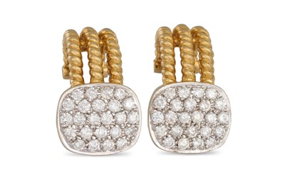 Lot 303 - A PAIR OF DIAMOND PAVÉ SET EARRINGS, mounted...