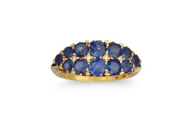 Lot 148 - A VINTAGE TWO ROW SAPPHIRE DRESS RING, set...