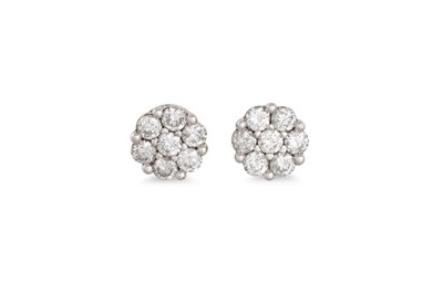 Lot 256 - A PAIR OF DIAMOND CLUSTER EARRINGS, the...