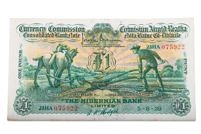 Lot 424 - A 1939 PLOUGHMAN £1 IRISH BANKNOTE, Hibernian...