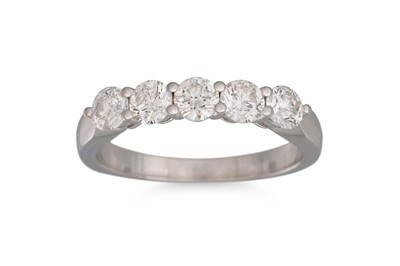 Lot 249 - A FIVE STONE DIAMOND RING, mounted in 18ct...