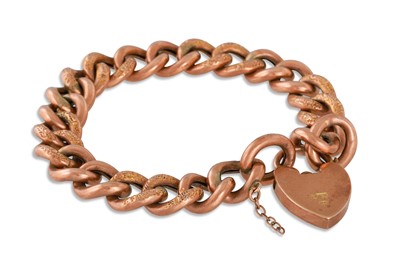 Lot 219 - A VINTAGE 8CT ROSE GOLD CURB LINK BRACELET,...