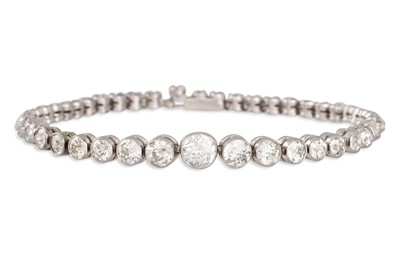 Lot 386 - AN ANTIQUE DIAMOND LINE BRACELET, the...