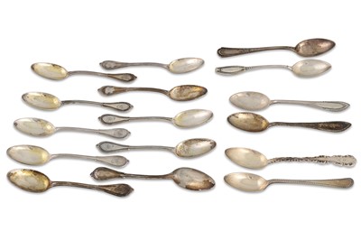 Lot 397 - A SET OF TEN ANTIQUE CONTINENTAL SILVER COFFEE...