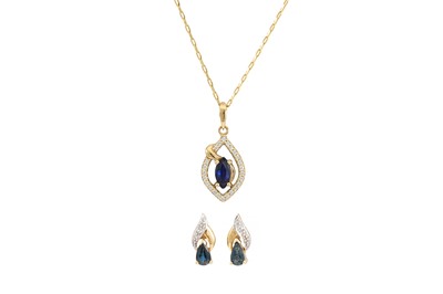 Lot 307 - A PAIR OF SAPPHIRE EARRINGS, together with a...